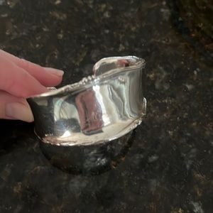 Silpada Silver Cuff Bracelet Rolled Beaded Edge
